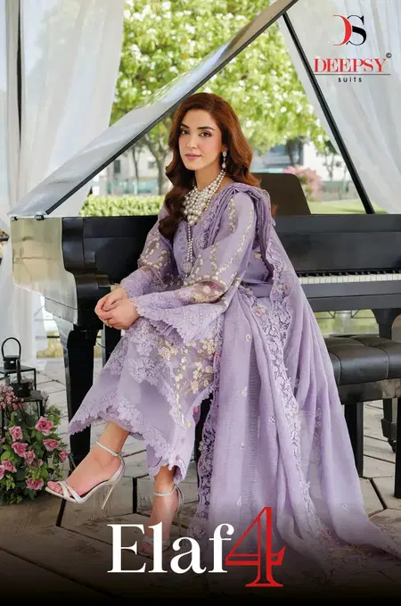 Elaf 4 By Deepsy Cotton Embroidery Pakistani Dress Matrial Wholesale Online

